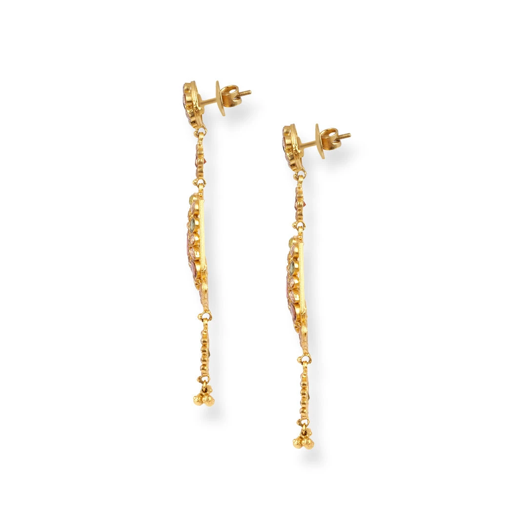 22ct Gold Antiquated Look Design Necklace with Multicoloured Cubic Zirconia Stones & Hook Clasp. 1 22ct Gold Antiquated Look Design Necklace With Multicoloured Cubic Zirconia Stones & Hook Clasp. -Mathieu Blan Chard Soldes P1160246