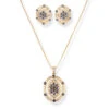 22ct Gold Necklace And Earrings Suite With White & Blue Cubic Zirconia Stones