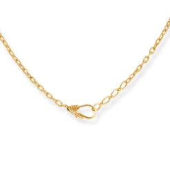 22ct Gold Antiquated Look Necklace And Earrings Set With Cubic Zirconia Stones -Mathieu Blan Chard Soldes P1160285