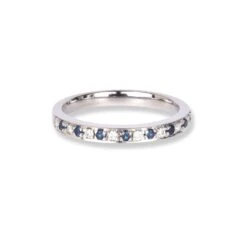 Platinum Half Eternity Diamond & Blue Sapphire Ring LR-6603