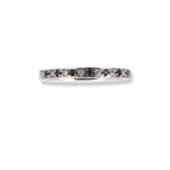 Platinum Half Eternity Diamond & Blue Sapphire Ring LR-6603 -Mathieu Blan Chard Soldes P5110071