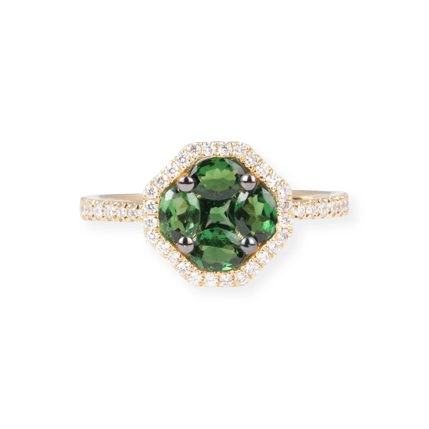 18ct Yellow Gold Diamond and Green Garnet Cluster Ring LR-7031 18ct Yellow Gold Diamond And Green Garnet Cluster Ring LR-7031 -Mathieu Blan Chard Soldes P8140037 scaled