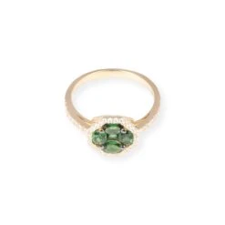 18ct Yellow Gold Diamond And Green Garnet Cluster Ring LR-7031 3 18ct Yellow Gold Diamond And Green Garnet Cluster Ring LR-7031 -Mathieu Blan Chard Soldes P8140038