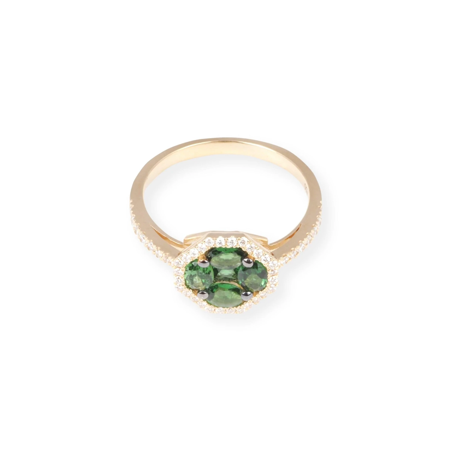 18ct Yellow Gold Diamond and Green Garnet Cluster Ring LR-7031 18ct Yellow Gold Diamond And Green Garnet Cluster Ring LR-7031 -Mathieu Blan Chard Soldes P8140038 scaled