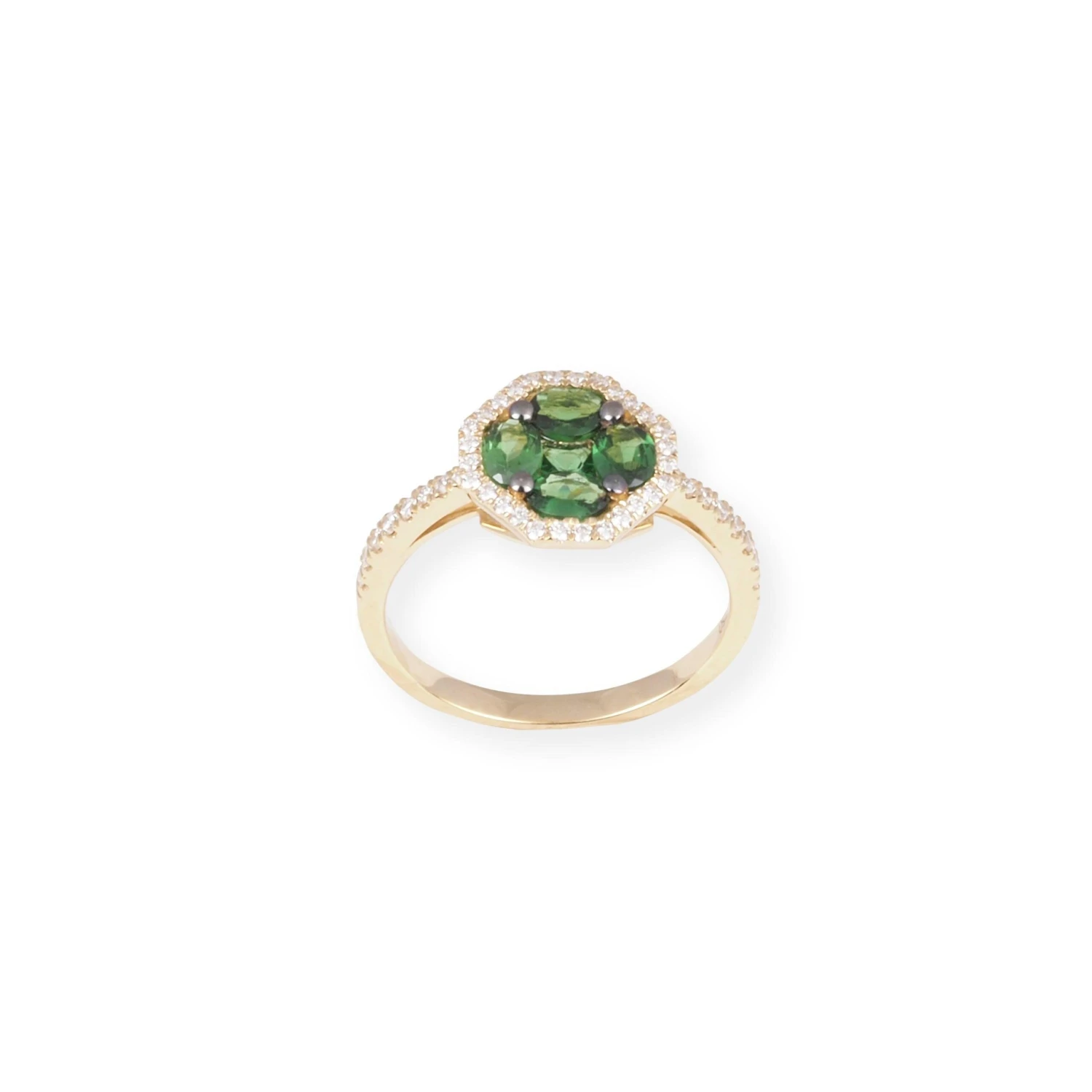 18ct Yellow Gold Diamond and Green Garnet Cluster Ring LR-7031 18ct Yellow Gold Diamond And Green Garnet Cluster Ring LR-7031 -Mathieu Blan Chard Soldes P8140039 scaled
