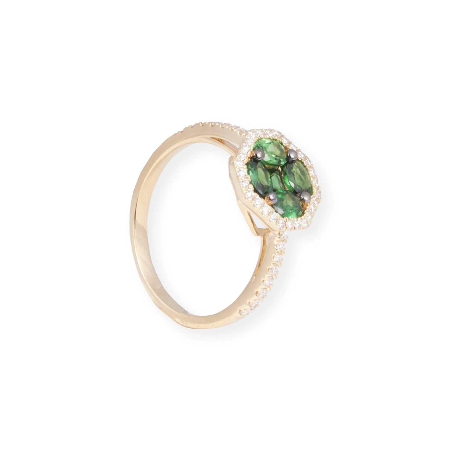 18ct Yellow Gold Diamond and Green Garnet Cluster Ring LR-7031 18ct Yellow Gold Diamond And Green Garnet Cluster Ring LR-7031 -Mathieu Blan Chard Soldes P8140040 scaled