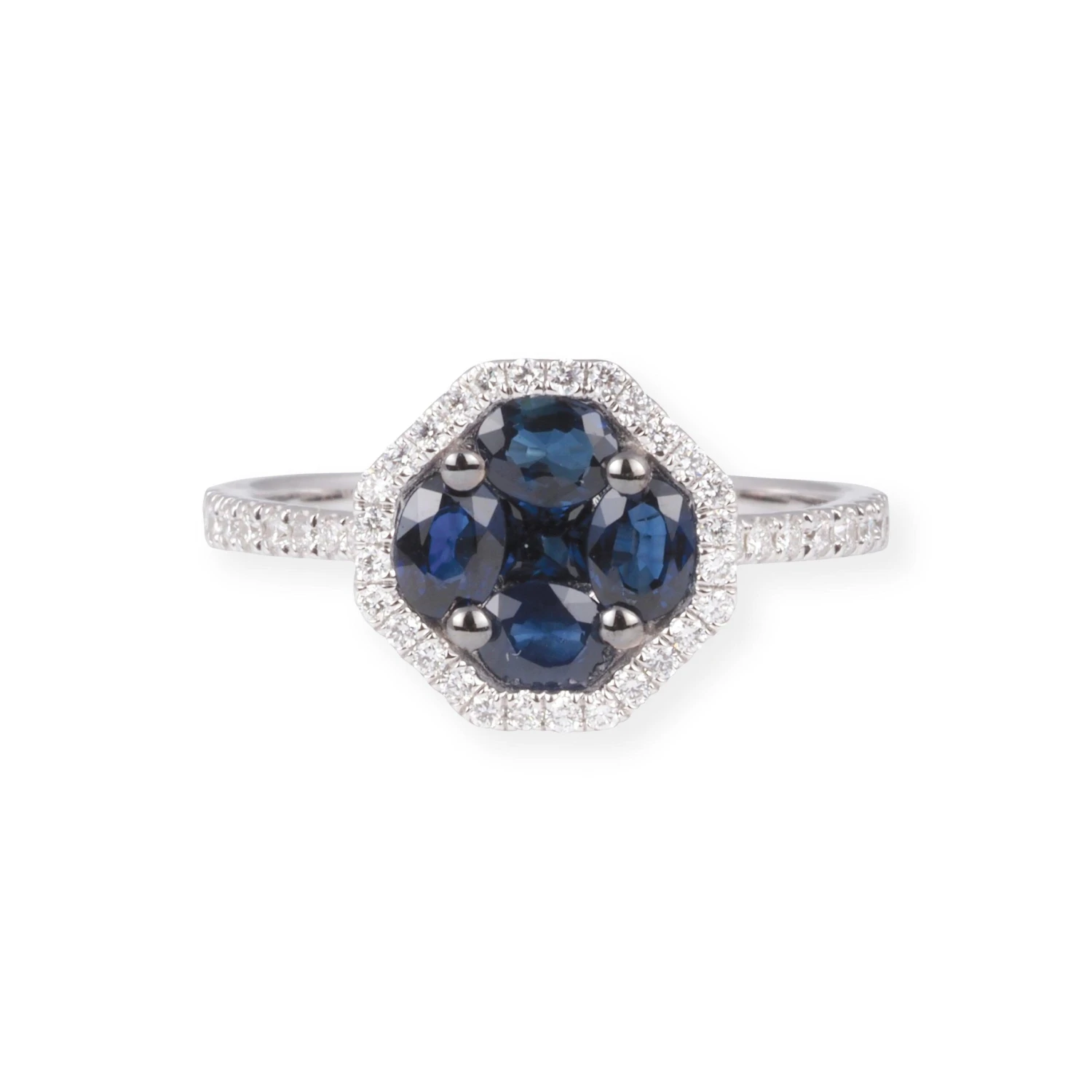 18ct White Gold Diamond and Blue Sapphire Cluster Ring LR-7030 18ct White Gold Diamond And Blue Sapphire Cluster Ring LR-7030 -Mathieu Blan Chard Soldes P8140042 scaled