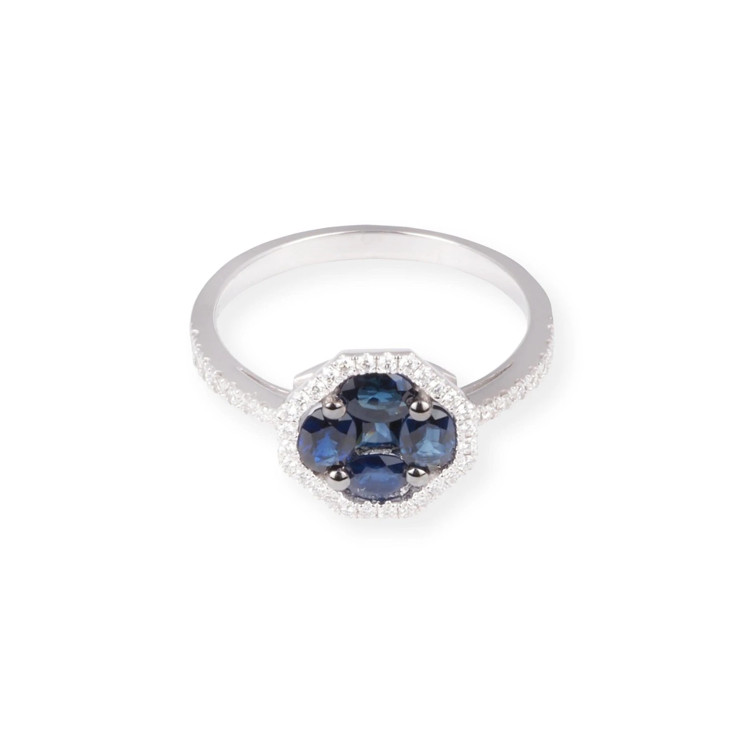 18ct White Gold Diamond and Blue Sapphire Cluster Ring LR-7030 18ct White Gold Diamond And Blue Sapphire Cluster Ring LR-7030 -Mathieu Blan Chard Soldes P8140043 scaled