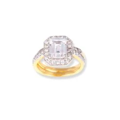 22ct Gold Emerald Cut Swarovski Zirconia Engagement Ring And Wedding Band Suite "jodi" (5.84g) LR20009 -Mathieu Blan Chard Soldes PA190002