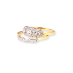 22ct Gold Swarovski Zirconia Trilogy Style Engagement Ring And Wedding Band Suite "jodi" LR18425 -Mathieu Blan Chard Soldes PA190009