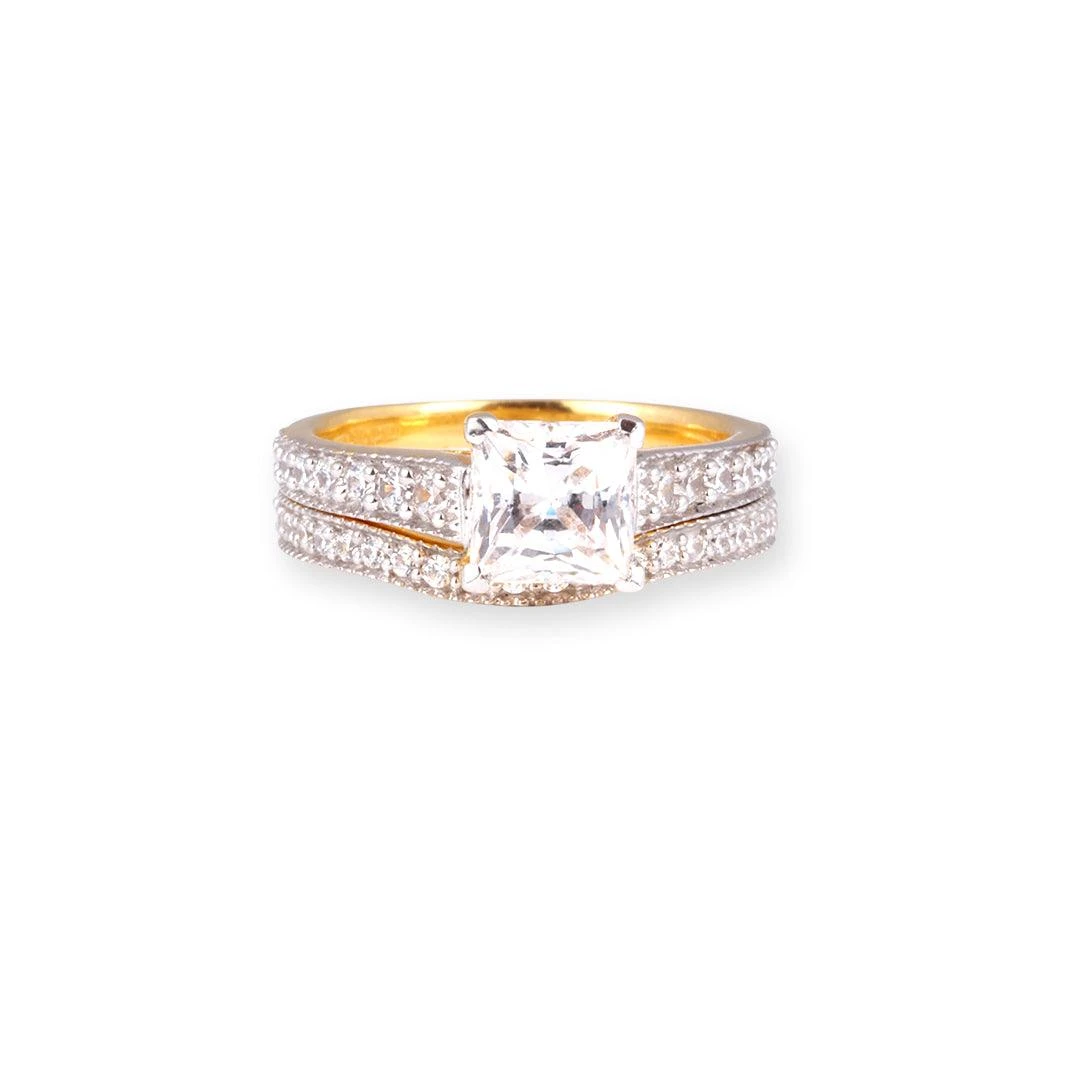 22ct Gold Princess Cut Swarovski Zirconia Engagement Ring & Wedding Band Suite LR19055 22ct Gold Princess Cut Swarovski Zirconia Engagement Ring & Wedding Band Suite LR19055 -Mathieu Blan Chard Soldes PA190016