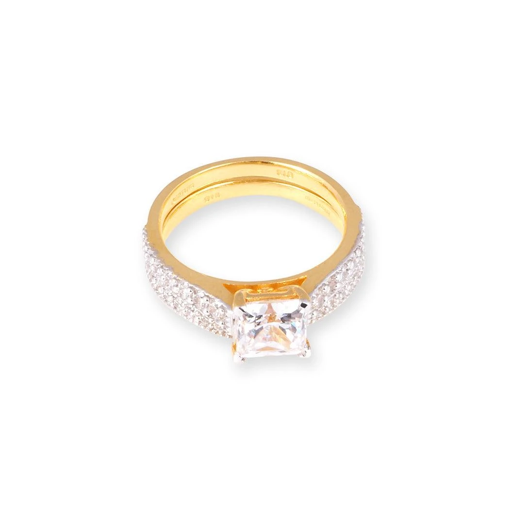 22ct Gold Princess Cut Swarovski Zirconia Engagement Ring & Wedding Band Suite LR19055 22ct Gold Princess Cut Swarovski Zirconia Engagement Ring & Wedding Band Suite LR19055 -Mathieu Blan Chard Soldes PA190017