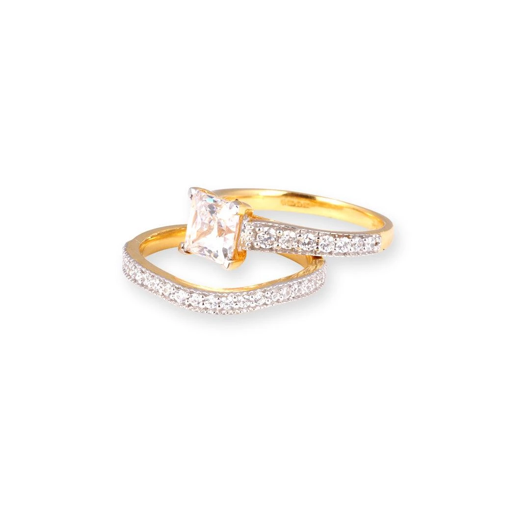 22ct Gold Princess Cut Swarovski Zirconia Engagement Ring & Wedding Band Suite LR19055 22ct Gold Princess Cut Swarovski Zirconia Engagement Ring & Wedding Band Suite LR19055 -Mathieu Blan Chard Soldes PA190019