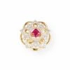 22ct Gold Swarovski Zirconia And Pink Centre Stone Dress Ring-7098