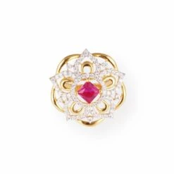 22ct Gold Swarovski Zirconia And Pink Centre Stone Dress Ring-7098 -Mathieu Blan Chard Soldes PB020027