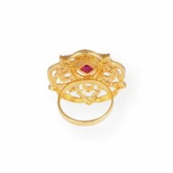 22ct Gold Swarovski Zirconia And Pink Centre Stone Dress Ring-7098 -Mathieu Blan Chard Soldes PB020028