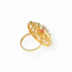 22ct Gold Swarovski Zirconia And Pink Centre Stone Dress Ring-7098 -Mathieu Blan Chard Soldes PB020030 1