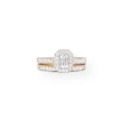 22ct Gold Engagement Ring And Wedding Band Set With Swarovski Zirconia Stones LR-8651