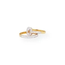 22ct Gold Engagement Ring And Wedding Band Set With Swarovski Zirconia Stones LR-8651 -Mathieu Blan Chard Soldes PC120045