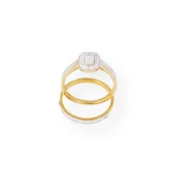 22ct Gold Engagement Ring And Wedding Band Set With Swarovski Zirconia Stones LR-8651 -Mathieu Blan Chard Soldes PC120046