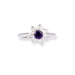 Platinum Dress Ring With Diamond And Amethyst Ring LR-8653