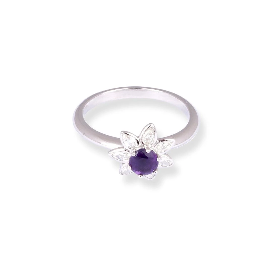 Platinum Dress Ring with Diamond and Amethyst Ring LR-8653 Platinum Dress Ring With Diamond And Amethyst Ring LR-8653 -Mathieu Blan Chard Soldes PC200022