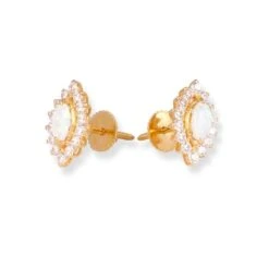 22ct Gold Opal Pendant & Earrings Set With Cubic Zirconia Halo -Mathieu Blan Chard Soldes PC210036