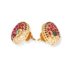 22ct Gold Multicolour Stone Pendant & Earrings Set – Circular Floral Design 3 22ct Gold Multicolour Stone Pendant & Earrings Set – Circular Floral Design -Mathieu Blan Chard Soldes PC210048