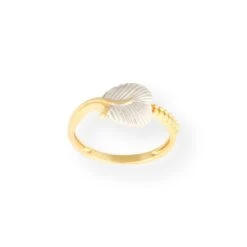 22ct Gold With Rhodium Plated Leaf Dress Ring PLR14146