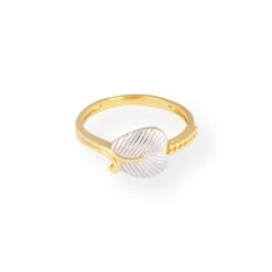 22ct Gold With Rhodium Plated Leaf Dress Ring PLR14146 -Mathieu Blan Chard Soldes PLR14146 5