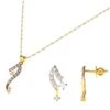 22ct Gold Swarovski Zirconia Pendant, Chain And Earring Set (6.52g) PS7115 PSE7115