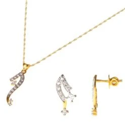 22ct Gold Swarovski Zirconia Pendant, Chain And Earring Set (6.52g) PS7115 PSE7115