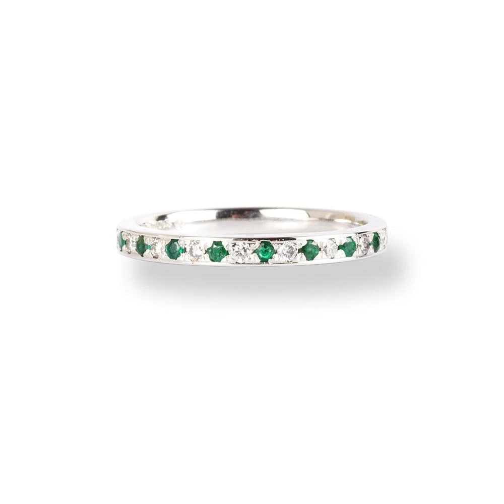Platinum Diamond & Emerald Half-Eternity Band LR-6668 Platinum Diamond & Emerald Half-Eternity Band LR-6668 -Mathieu Blan Chard Soldes PlatinumDiamond EmeraldHalf EternityBandLR 6668