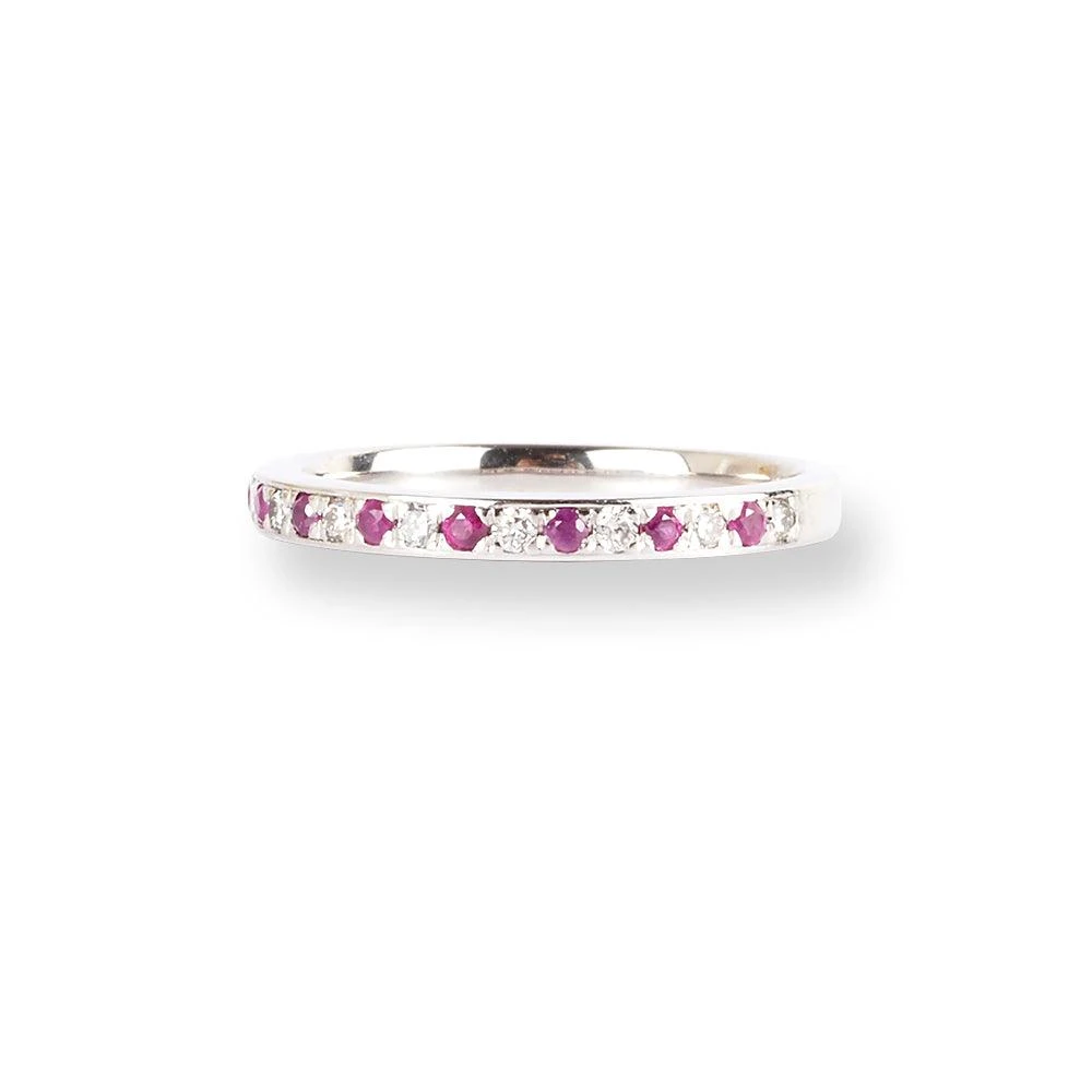 Platinum Diamond & Ruby Half-Eternity Band LR-6669 Platinum Diamond & Ruby Half-Eternity Band LR-6669 -Mathieu Blan Chard Soldes PlatinumDiamond RubyHalf EternityBandLR 6669 3