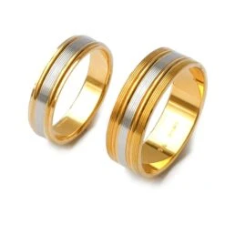 22ct Gold Wedding Band With Diamond Cut And Rhodium Finish LR/GR-8225