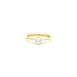 Six Prong Round Cubic Zirconia Solitaire Ring In 22ct Gold | Size L½