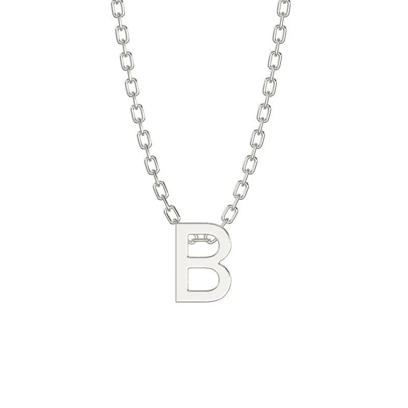 Sterling Silver 'B' Letter Pendant Necklace | Adjustable Initial Jewellery Sterling Silver 'B' Letter Pendant Necklace | Adjustable Initial Jewellery -Mathieu Blan Chard Soldes Sterling Silver B Letter Pendant Necklace Adjustable Initial Jewellery