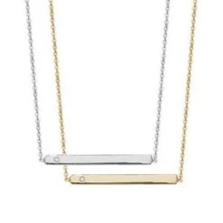 Sterling Silver Bar Necklace With Cubic Zirconia | Modern Sparkle With Minimalist Style