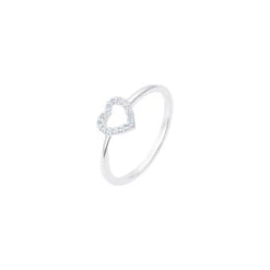 Sterling Silver Cubic Zirconia Heart Ring – Romantic Gift Jewellery | Size N