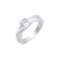 Sterling Silver Cubic Zirconia Interlink Ring – Elegant Jewellery | Size L & M