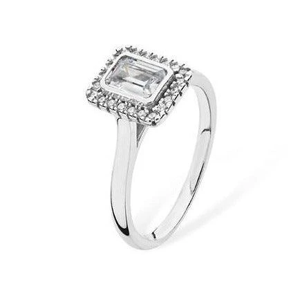 Sterling Silver Emerald Cut Cubic Zirconia Ring - Elegant Statement Jewellery | Size M & O Sterling Silver Emerald Cut Cubic Zirconia Ring - Elegant Statement Jewellery | Size M & O -Mathieu Blan Chard Soldes Sterling Silver Emerald Cut Cubic Zirconia Ring Elegant Statement Jewellery
