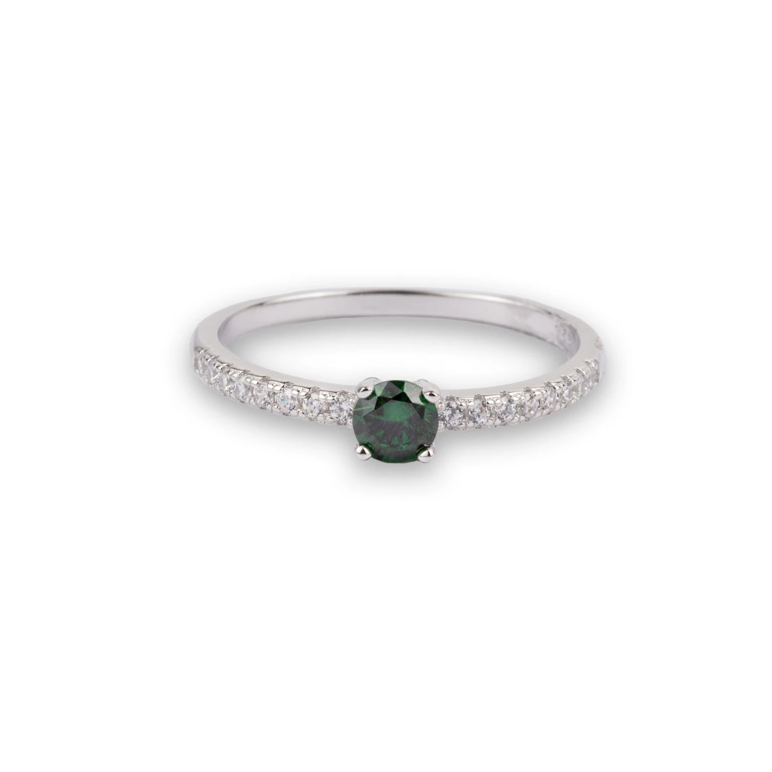 Sterling Silver Green and White Cubic Zirconia Ring - Rhodium Plated Finish | Size M & O Sterling Silver Green And White Cubic Zirconia Ring - Rhodium Plated Finish | Size M & O -Mathieu Blan Chard Soldes Sterling Silver Green and White Cubic Zirconia Ring Rhodium Plated Finish