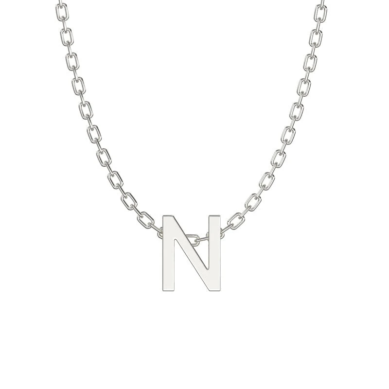 Sterling Silver 'N' Letter Necklace | Adjustable Initial Pendant Chain Sterling Silver 'N' Letter Necklace | Adjustable Initial Pendant Chain -Mathieu Blan Chard Soldes Sterling Silver N Letter Necklace Adjustable Initial Pendant Chain