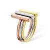 Sterling Silver Three Tone Stack Ring - Elegant Linear Design In Silver, Rose, And Yellow Gold | Size P