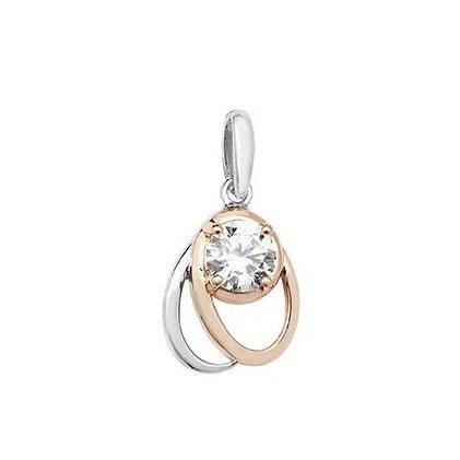 Sterling Silver Two-Tone Cubic Zirconia Pendant | Elegant Mixed Metal Design Sterling Silver Two-Tone Cubic Zirconia Pendant | Elegant Mixed Metal Design -Mathieu Blan Chard Soldes Sterling Silver Two