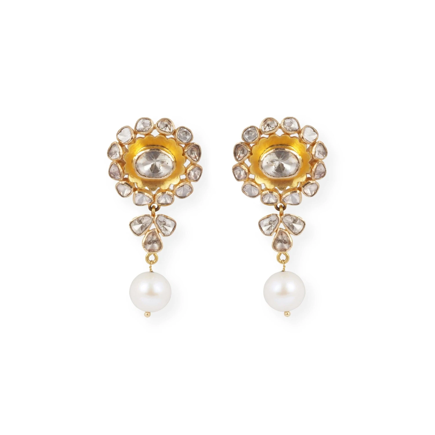 Traditional 18ct Yellow Gold Polki Diamond Necklace & Earrings With Pearl Detailing -Mathieu Blan Chard Soldes Traditional 18ct Yellow Gold Polki Diamond Necklace Earrings with Pearl Detailing 1 scaled
