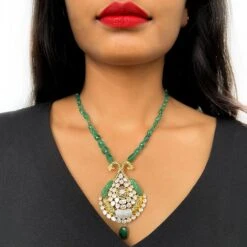 18ct Yellow Gold Polki Diamond And Emerald Necklace And Earrings Suite VPE-0818506 -Mathieu Blan Chard Soldes VPE 0818506 2