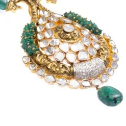 18ct Yellow Gold Polki Diamond And Emerald Necklace And Earrings Suite VPE-0818506 -Mathieu Blan Chard Soldes VPE 0818506 b