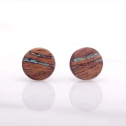 Boucles D'oreilles En Bois Et Turquoise Personnalisée