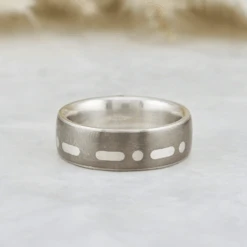 Bague Code Morse En Argent Et Titane